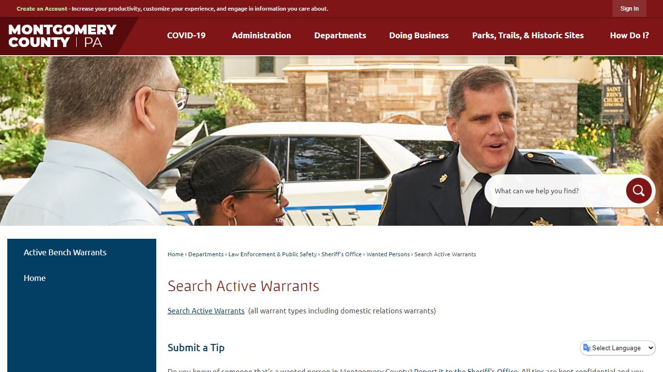 Search Active Warrants | Montgomery County, PA - Official Website