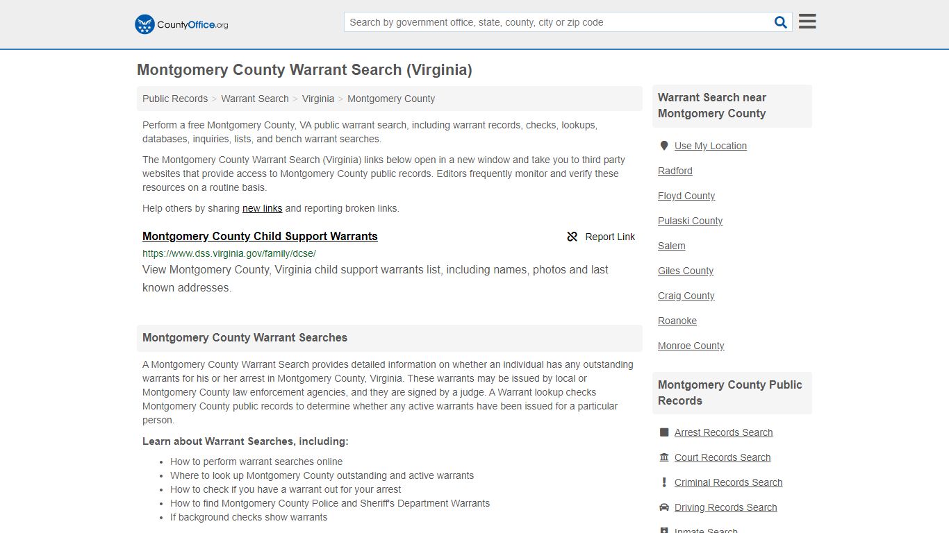 Warrant Search - Montgomery County, VA (Warrant Checks & Lookups)