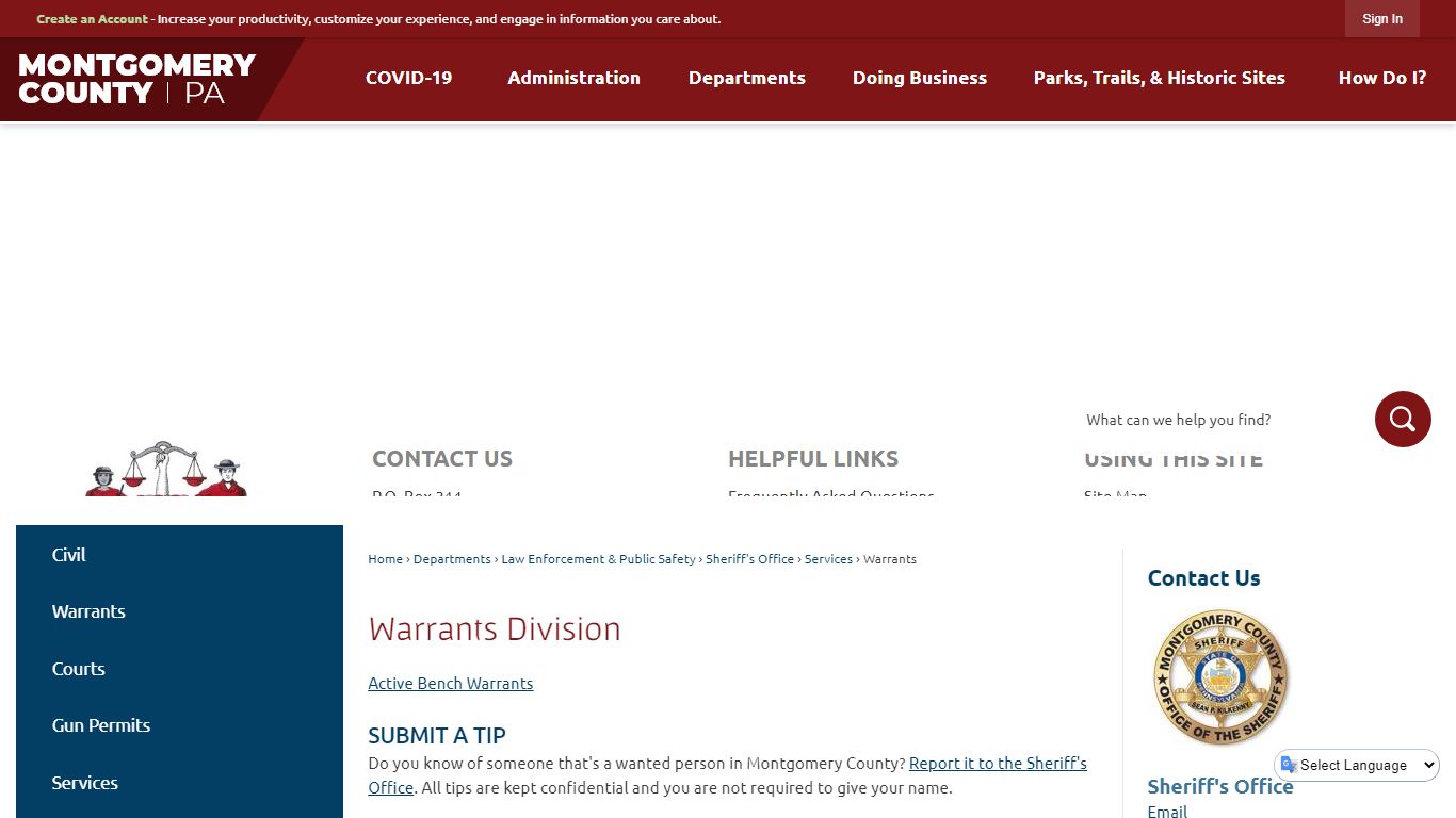 Warrants Division | Montgomery County, PA - Official Website